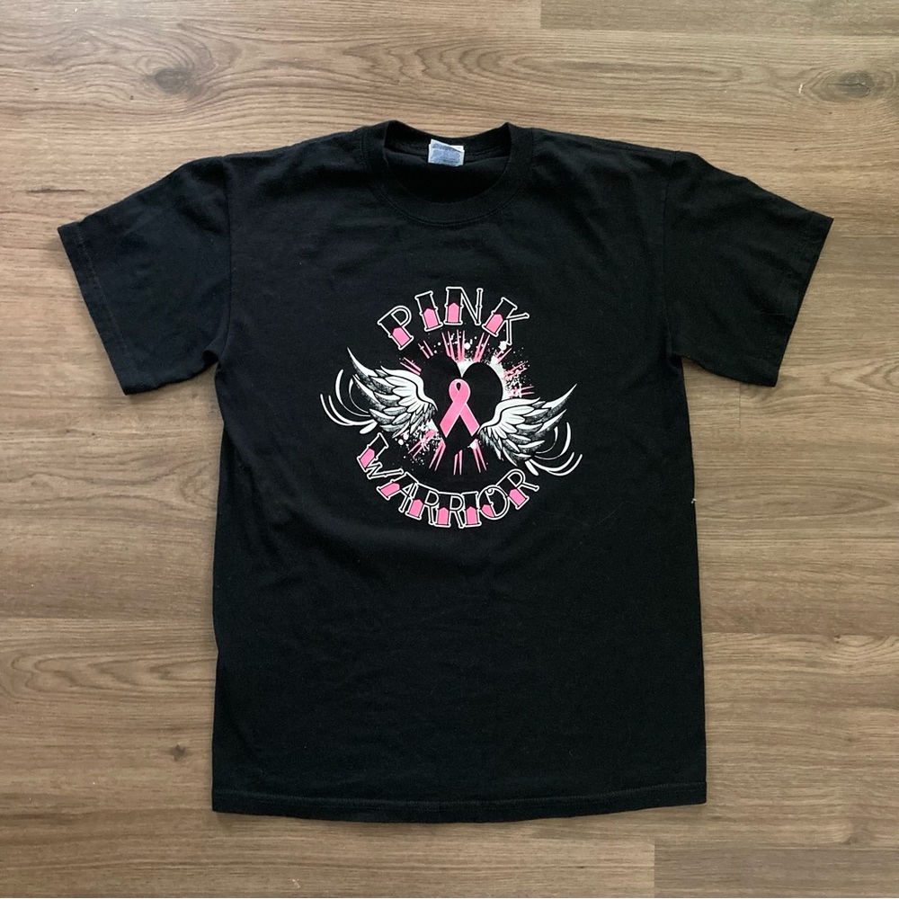Pink Warrior Black Tee Size Small Short Sleeve Fight T- Shirt Cotton